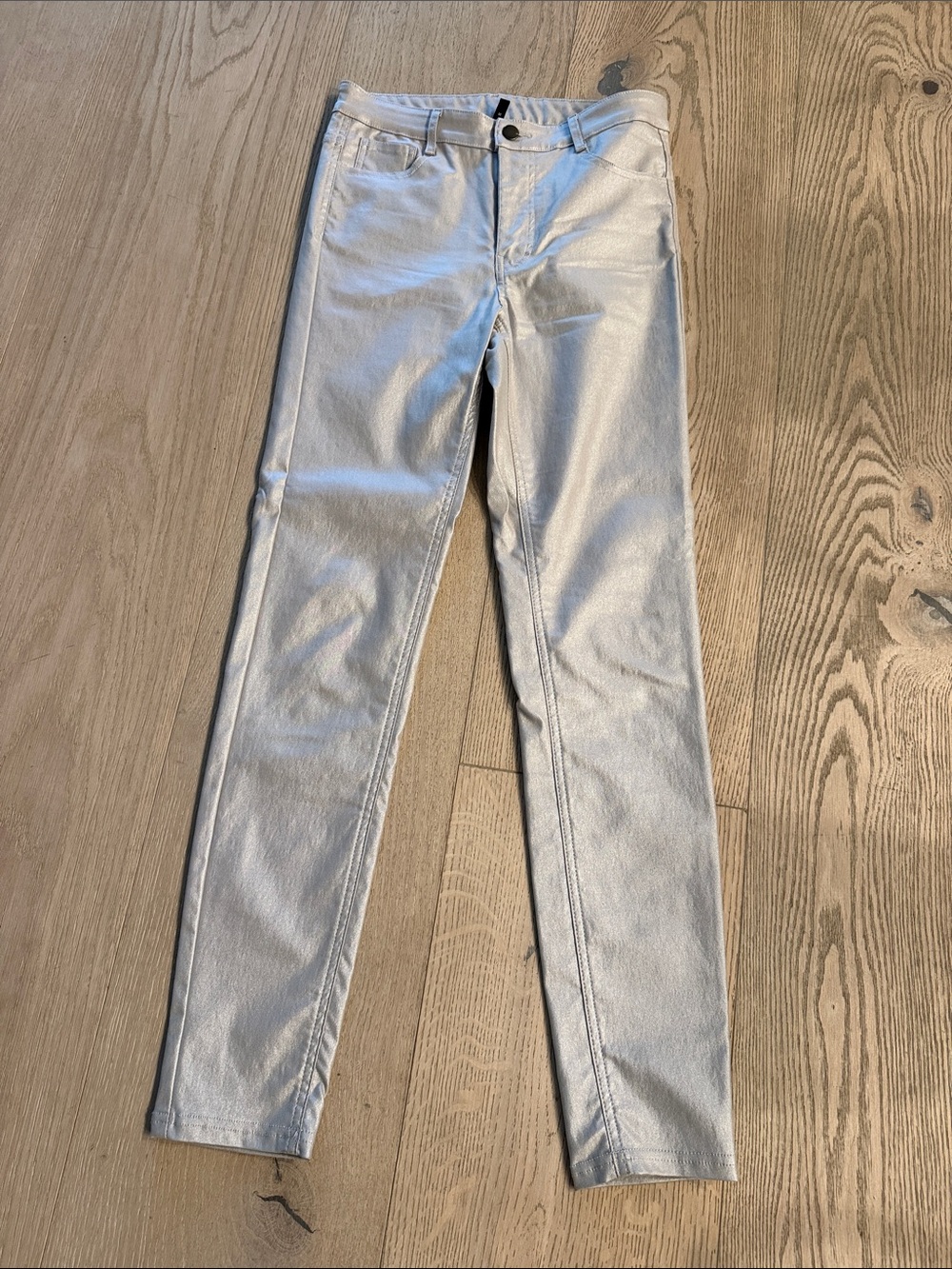 Silver 5 Pocket Jean with Coated Metallic Finish